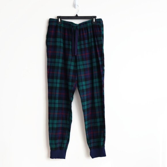 PJ Bottom - Old Navy Flannel - Cotton- Size L Tall - Green/Blue Plaid - Picture 1 of 12